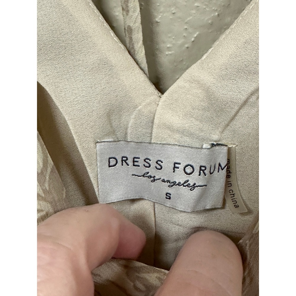 Dress Forum Los Angeles Beige Floral Jacquard Ruffle Mini Dress FD6087 Small - Picture 2 of 4